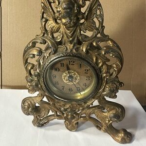 Antique Style Gold Cherub Wall Clock Baroque Rococo Decor – Working Not Accurate